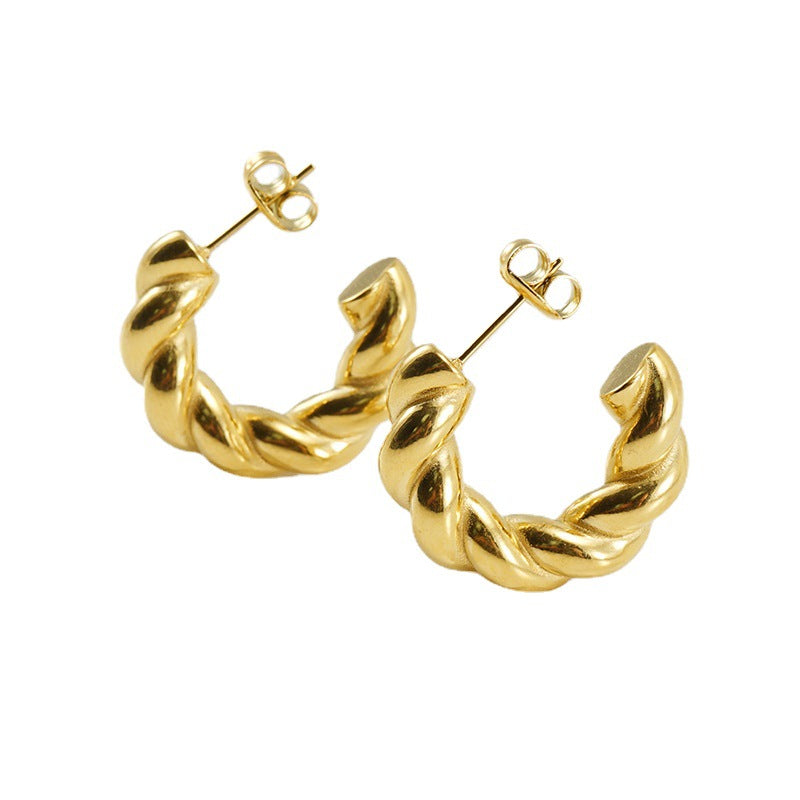 Fashion Geometric Twist Titanium Steel Hoop Earrings