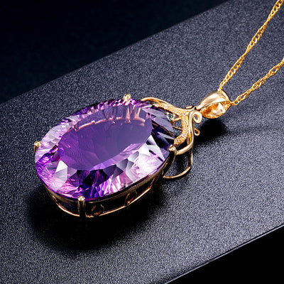 Fashion Water Droplet Crystal Necklace and Jewelry Set with Purple Gemstone Accessories