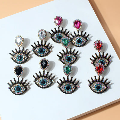 Fashion Eye Rhinestone Inlay Drop Earrings for Women