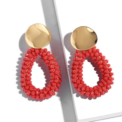 Geometric Colorful Beaded Water Drop Earrings NHAS128379