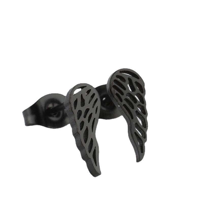 Titanium Steel Feather Stud Earrings for Women