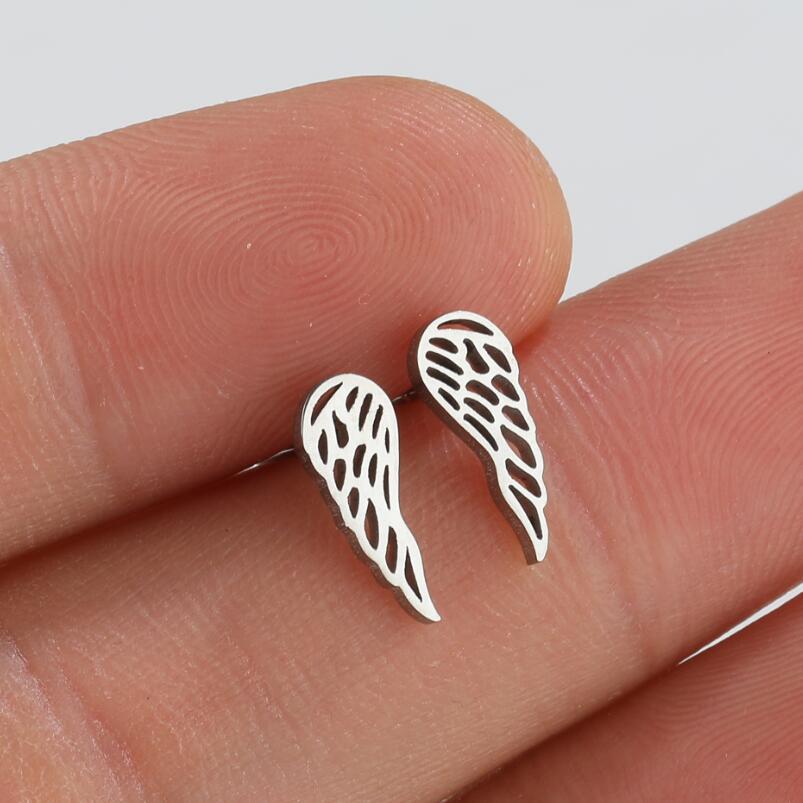 Titanium Steel Feather Stud Earrings for Women