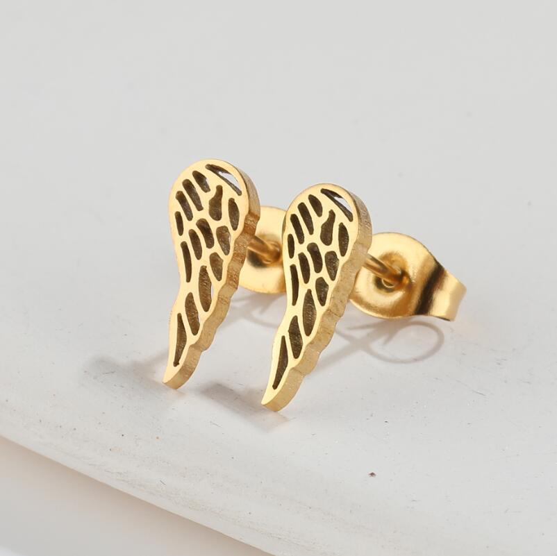 Titanium Steel Feather Stud Earrings for Women