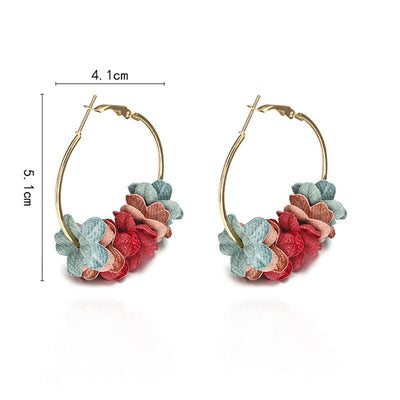 Elegant Floral Wreath Fabric Earrings - Chic and Versatile Design