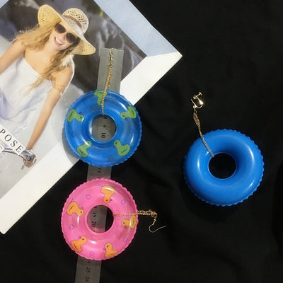 Fashion Yellow Duck Swimming Hoop Punk Statement Earrings