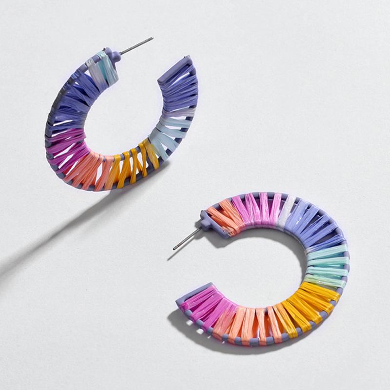 Fashionable Dyed Colorful Woven Alloy Earrings