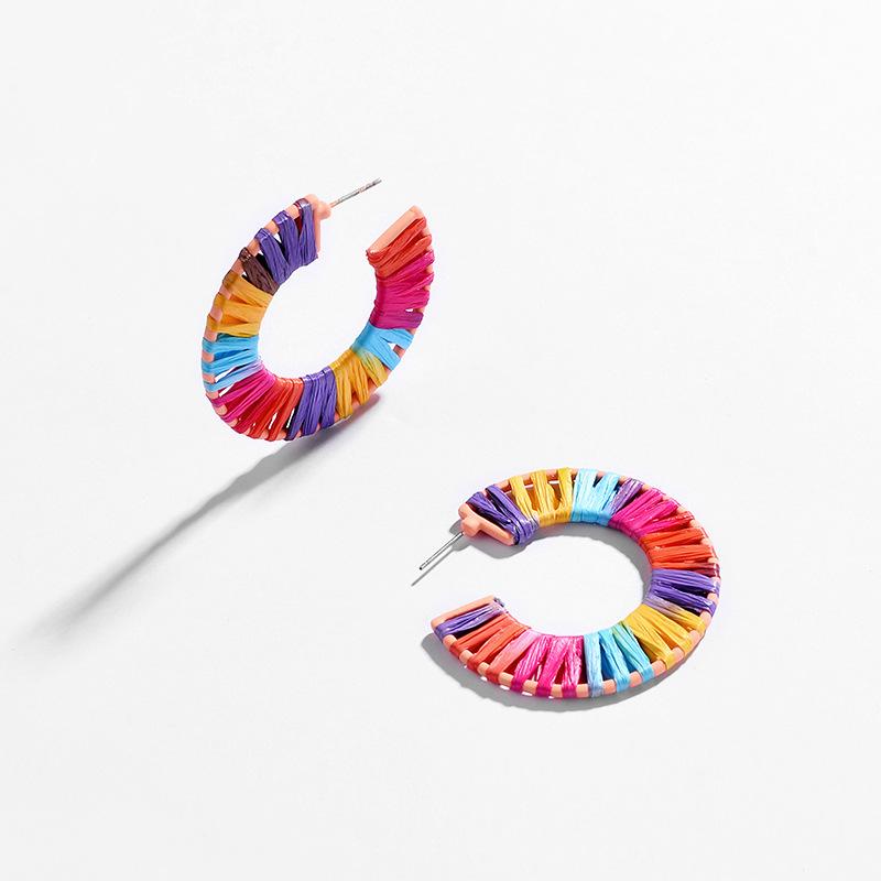 Fashionable Dyed Colorful Woven Alloy Earrings