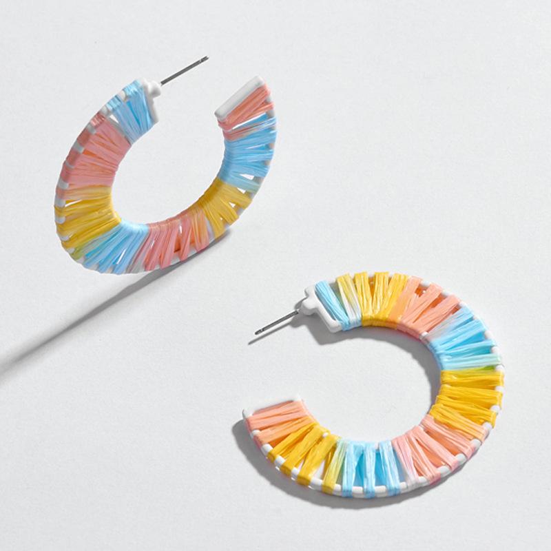 Fashionable Dyed Colorful Woven Alloy Earrings
