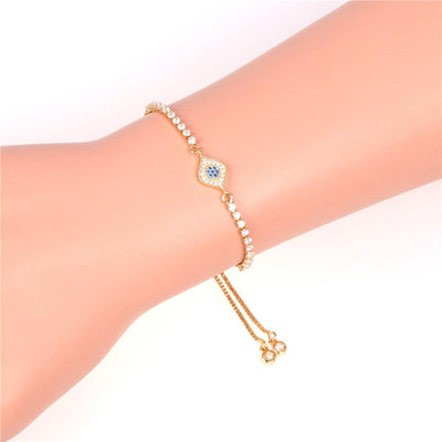 Fashionable Turkish Blue Eye Bracelet with Colorful Zirconia and Adjustable Design
