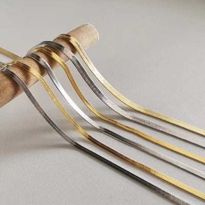 Flat Snake Bone Titanium Steel Minimalist Blade Necklace