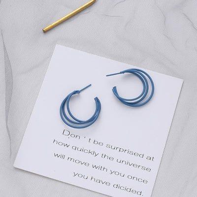 Floral Geometric Blue Drop Earrings with Artificial Pearls for Women