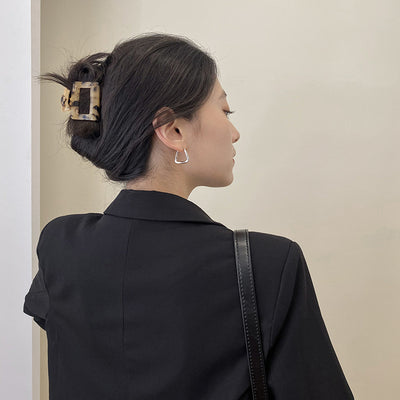 Geometric Trapezoid 925 Silver Needle Earrings for Women