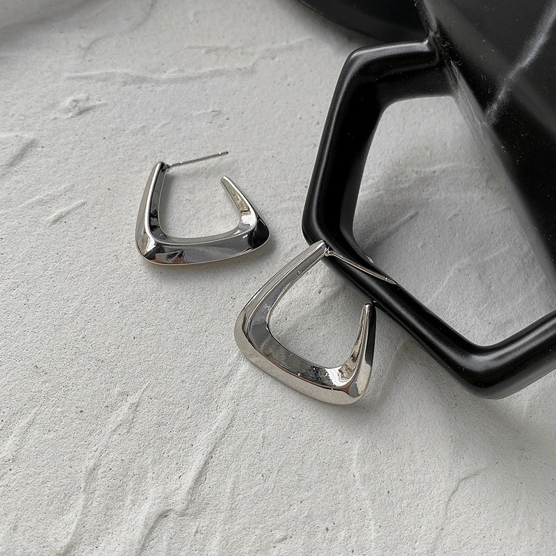 Geometric Trapezoid 925 Silver Needle Earrings for Women