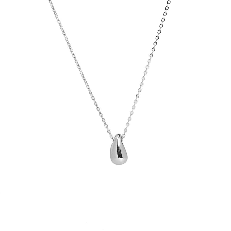 French Style 18K Gold Plated Water Droplet Pendant Necklace - Stainless Steel Titanium Design