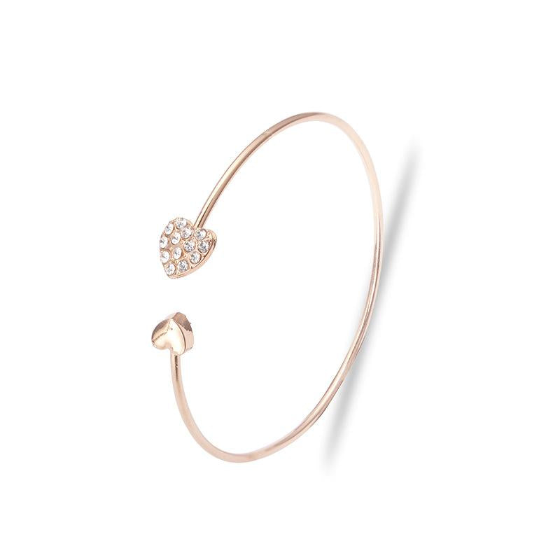 Gold-Plated Double Heart Diamond Bracelet for Women