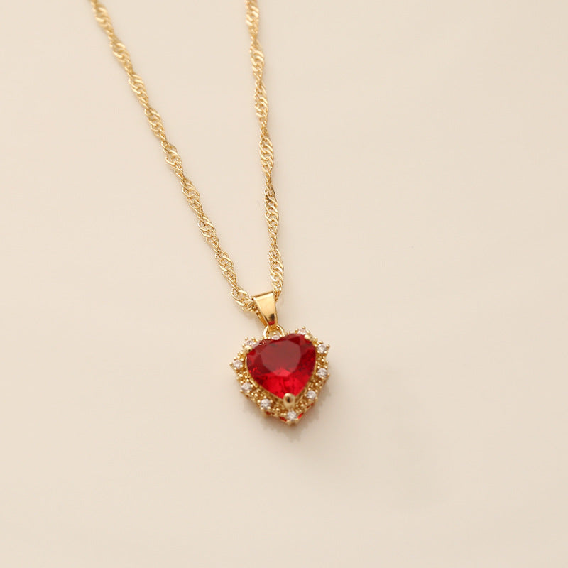 Full Zircon Heart Pendant Necklace
