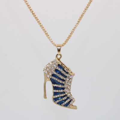 Rhinestone High Heels Pendant Sweater Necklace for Women