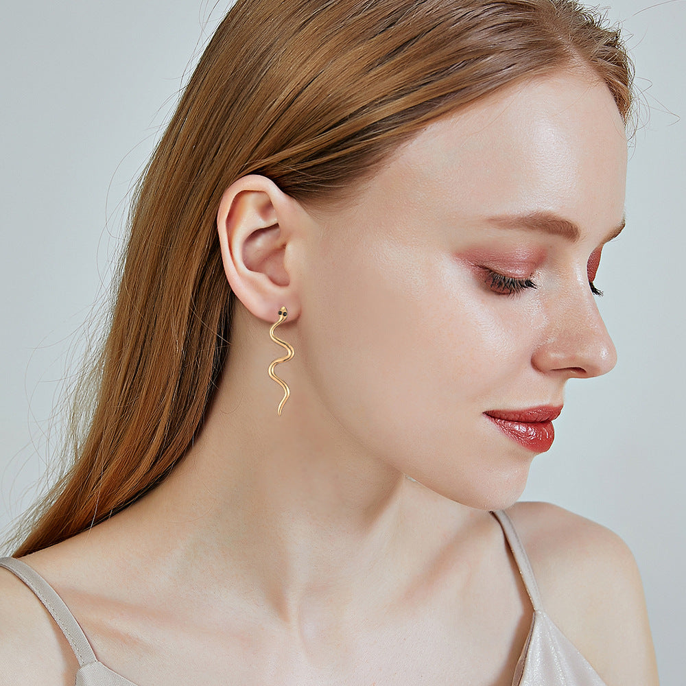 Geometric Snake Shape Vintage Punk Alloy Earrings