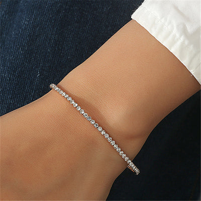 Geometric Elastic Rhinestone Crystal Bracelet 2.0mm Bridal Jewelry