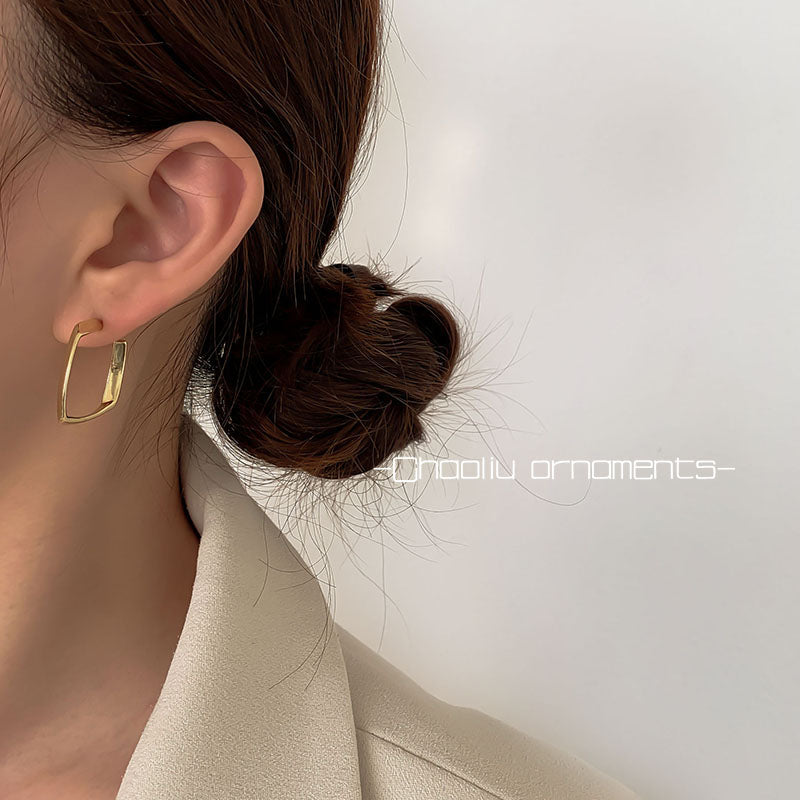 Geometric Square Alloy Earrings for Women - Trendy Korean Style 2022