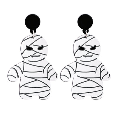 Ghost Spider Skeleton Bat Acrylic Halloween Earrings