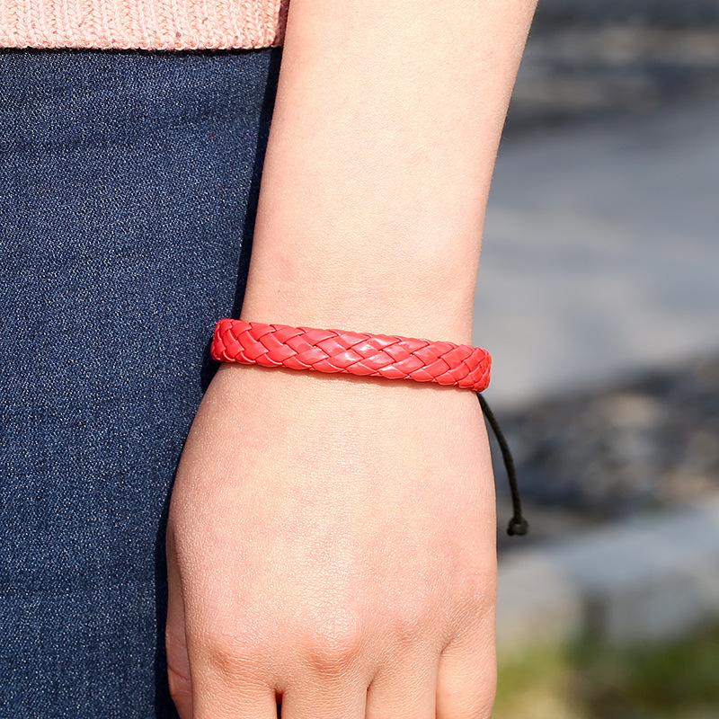 Girls PU Leather Woven Bracelet - Multi Color Fashion Jewelry