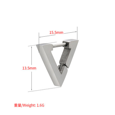 Glossy Stainless Steel Geometric Earrings - Star, Heart, Triangle Design