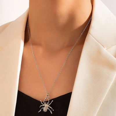 Halloween Geometric Pumpkin Lantern & Enamel Rose Pendant Necklace