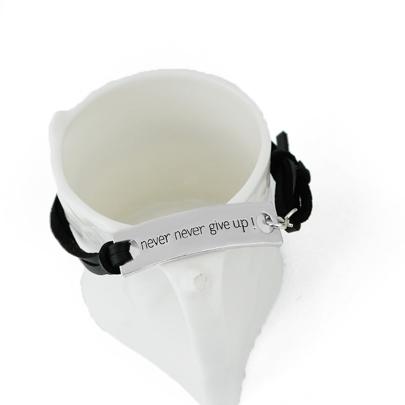 Hand Jewelry Inspirational Bracelet Never Give Up English Letter Tag Bracelet Wholesale