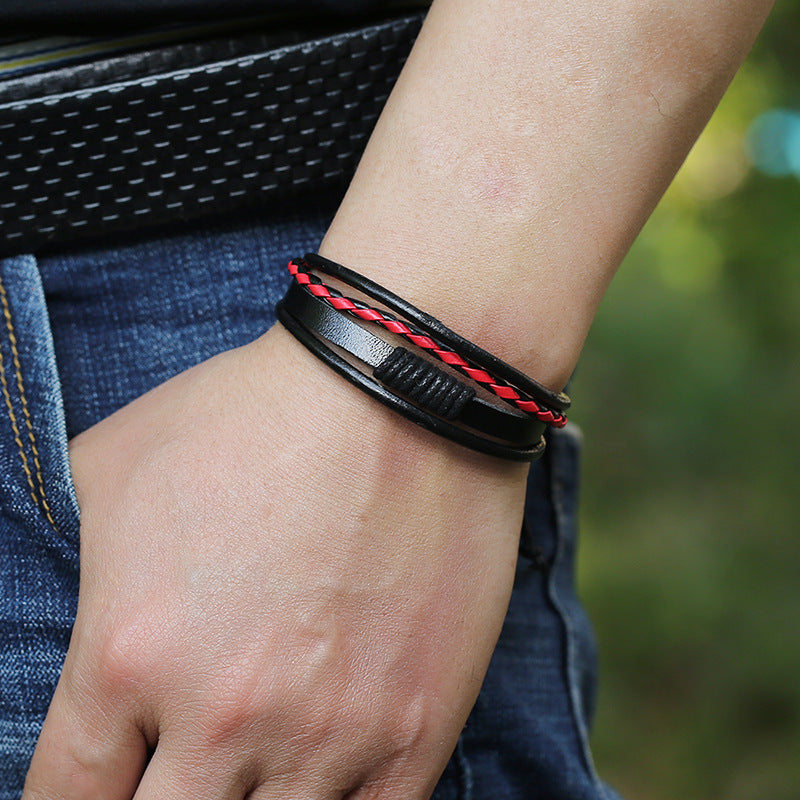 Hand-Woven Vintage Cowhide Adjustable Unisex Leather Bracelet