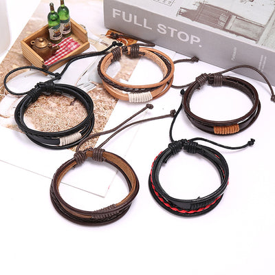 Hand-Woven Vintage Cowhide Adjustable Unisex Leather Bracelet