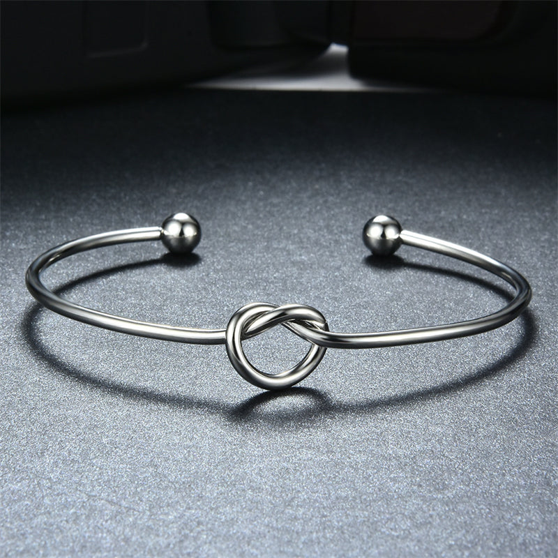 Handmade Minimalist Knot 18K Gold Plated Stainless Steel Cuff Bracelet