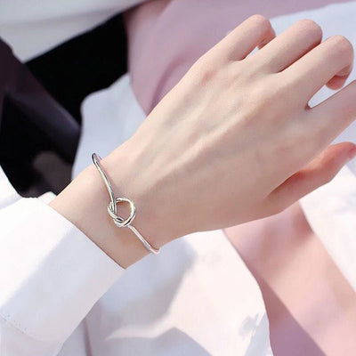 Handmade Minimalist Knot 18K Gold Plated Stainless Steel Cuff Bracelet