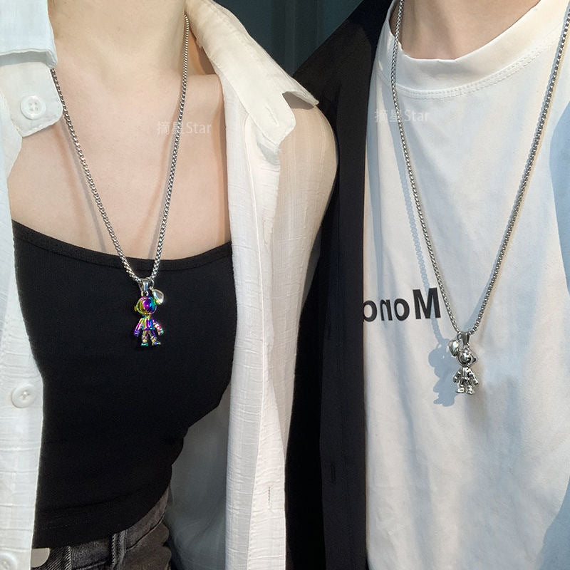 Hip-Hop Astronaut Stainless Steel Couple Pendant Necklace