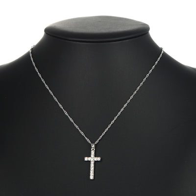 Hip Hop Diamond Cross Pendant Necklace with Snake Chain