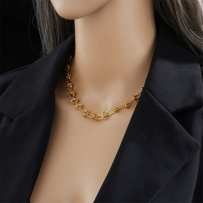 Hip-Hop Geometric 18K Gold Plated Titanium Steel Punk Choker Necklace