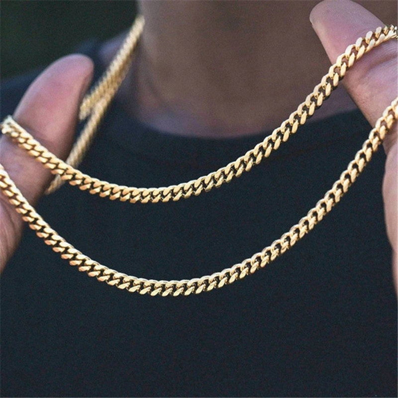 Hip-Hop Geometric Titanium Steel Cuban Chain Necklace