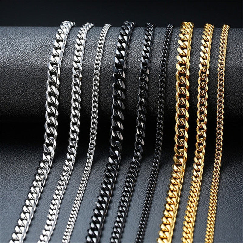 Hip-Hop Geometric Titanium Steel Cuban Chain Necklace