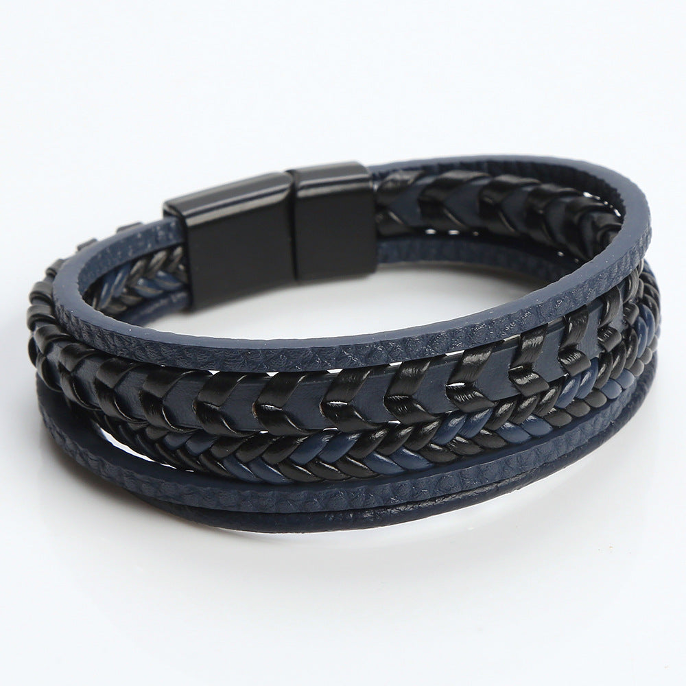 Hip-Hop Titanium Steel Braided Leather Men's Bracelet