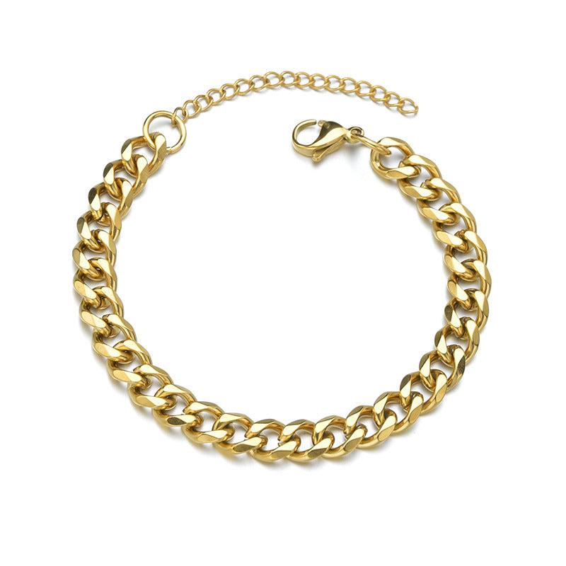 Hip-Hop Titanium Steel Cuban Link Bracelet with Stoving Varnish Plating