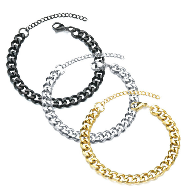 Hip-Hop Titanium Steel Cuban Link Bracelet with Stoving Varnish Plating