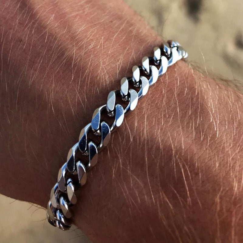 Hip-Hop Titanium Steel Cuban Link Bracelet with Stoving Varnish Plating