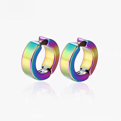 Hip-hop Contrast Color Titanium Steel Hourglass Earrings