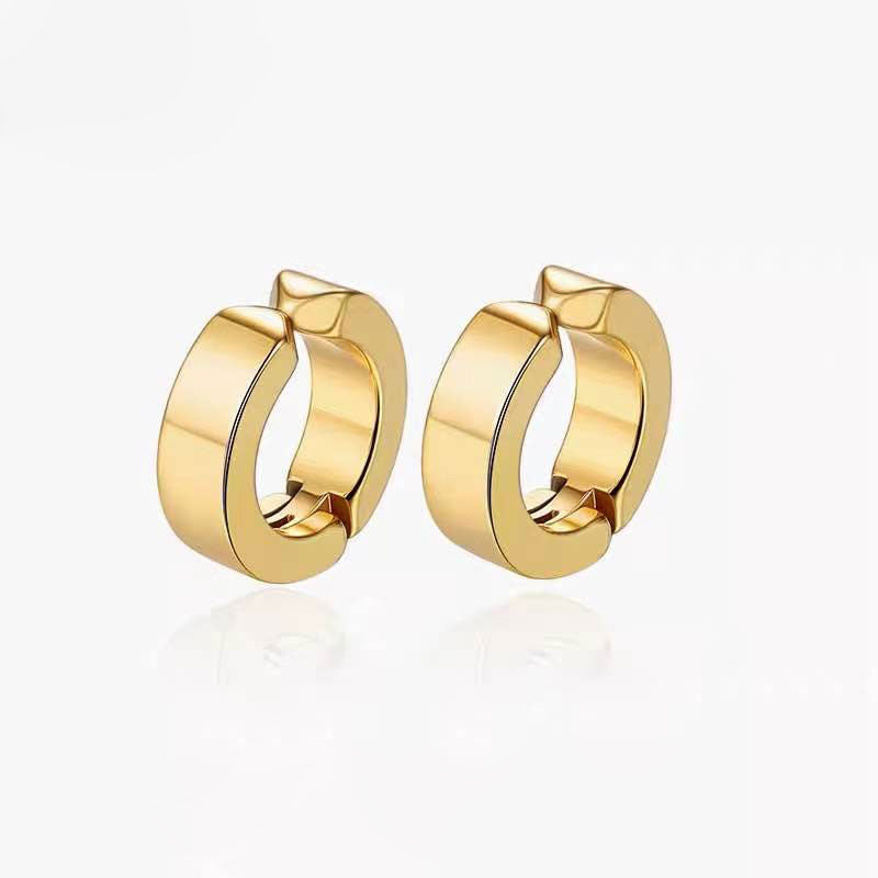 Hip-hop Contrast Color Titanium Steel Hourglass Earrings