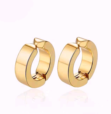 Hip-hop Contrast Color Titanium Steel Hourglass Earrings