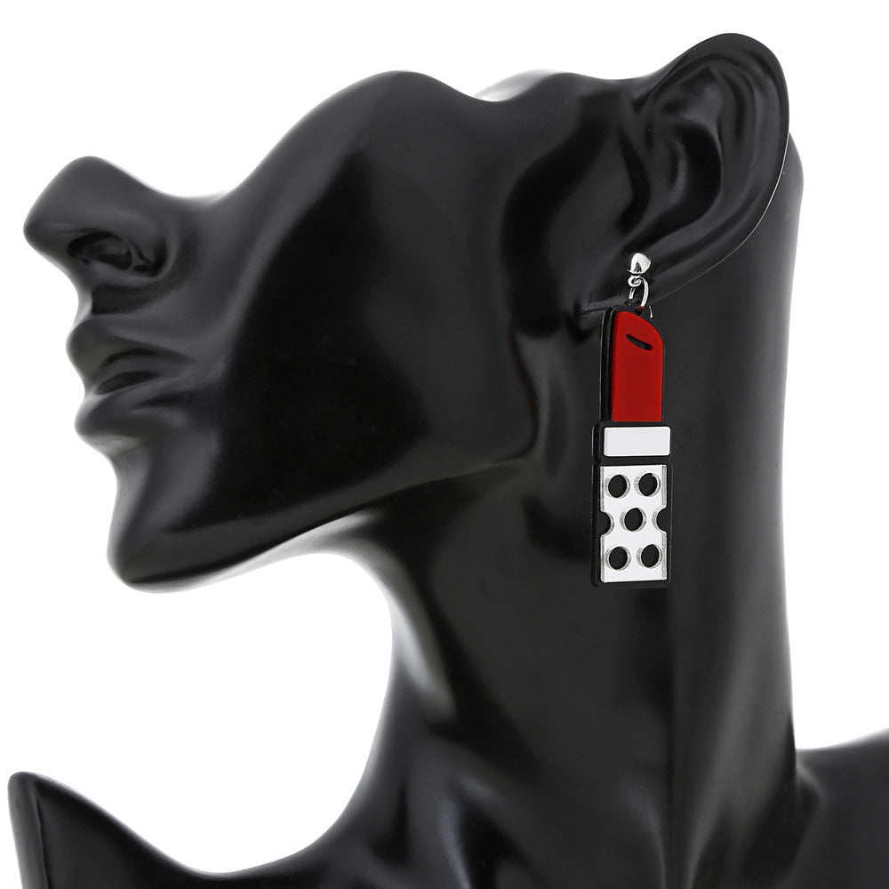 Creative Long Lipstick Earrings for Women - Fashion Cartoon Design