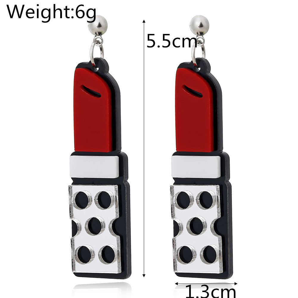 Creative Long Lipstick Earrings for Women - Fashion Cartoon Design