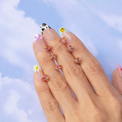 18K Gold Plated Pink Heart Stud Earrings