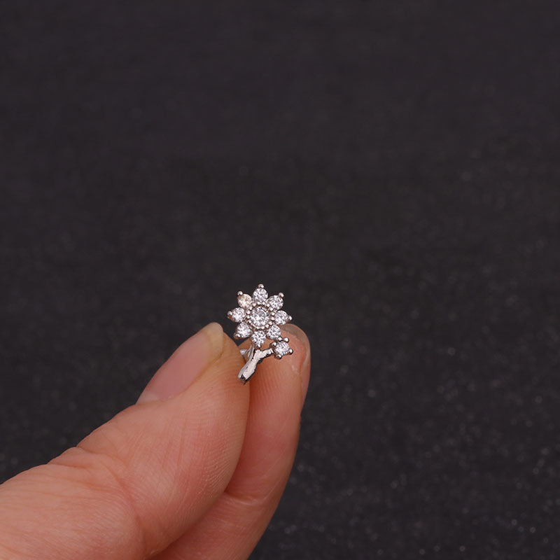 Zircon Screw Stud Stainless Steel Earrings