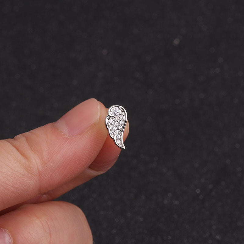 Zircon Screw Stud Stainless Steel Earrings